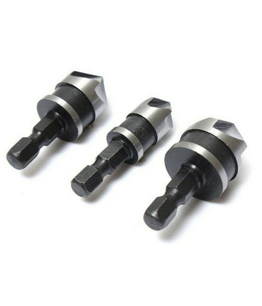 3 Pz Punta Trapano Flauto Svasatore Fresa Hss 12 16 19mm Legno Metallo Plastica         