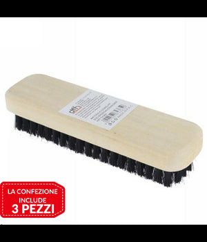 3 Pz Spazzola Per Scarpe Con Setole Per Pulizia Lucidatura Con Manico In Legno         