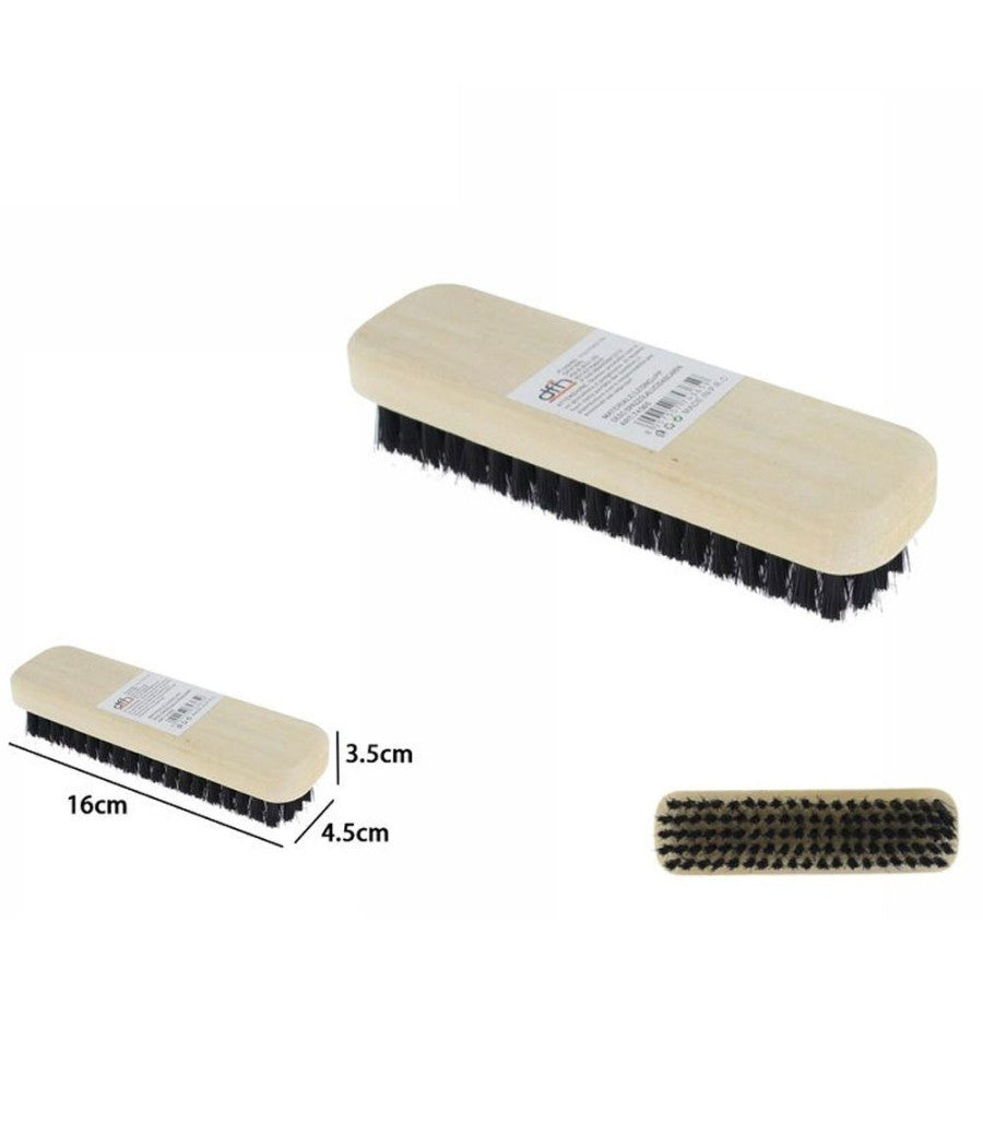 3 Pz Spazzola Per Scarpe Con Setole Per Pulizia Lucidatura Con Manico In Legno         