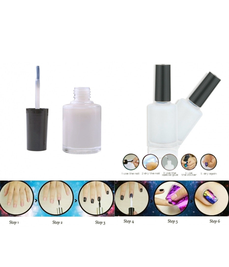 3 Smalti Uv Colla Adesivo Bianco Cartine Decorazioni Gel Ricostruzione Nail Art         