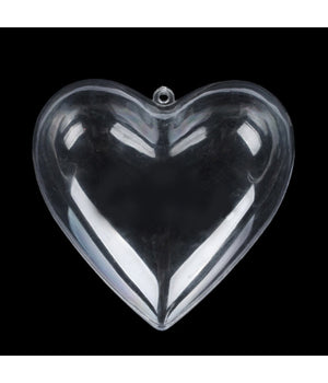 3 X Cuore In Plastica Trasparente Apribile Da Riempire Decorazione Natale 8 Cm         
