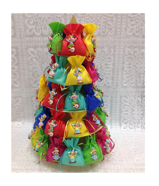 30 Bomboniere Clown Pagliaccio Per Nascita Sacchettini Confetti Alzatina Torta         