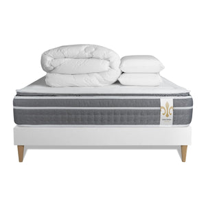 Pacchetto letto completo - Materasso 140x200cm + Box spring con doghe (kit) + 2 cuscini + Piumino - Trente PLUS