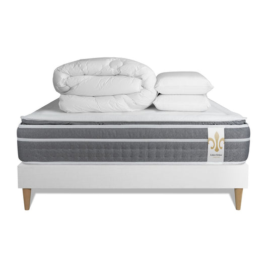 Pacchetto letto completo - Materasso 140x200cm + Box spring con doghe (kit) + 2 cuscini + Piumino - Trente PLUS