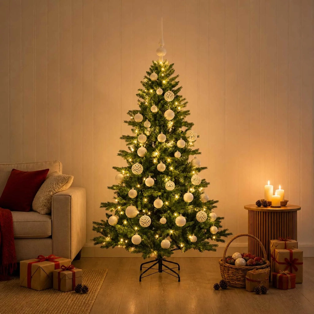 Albero di Natale artificiale con palline 150 cm 150 LED 3466056