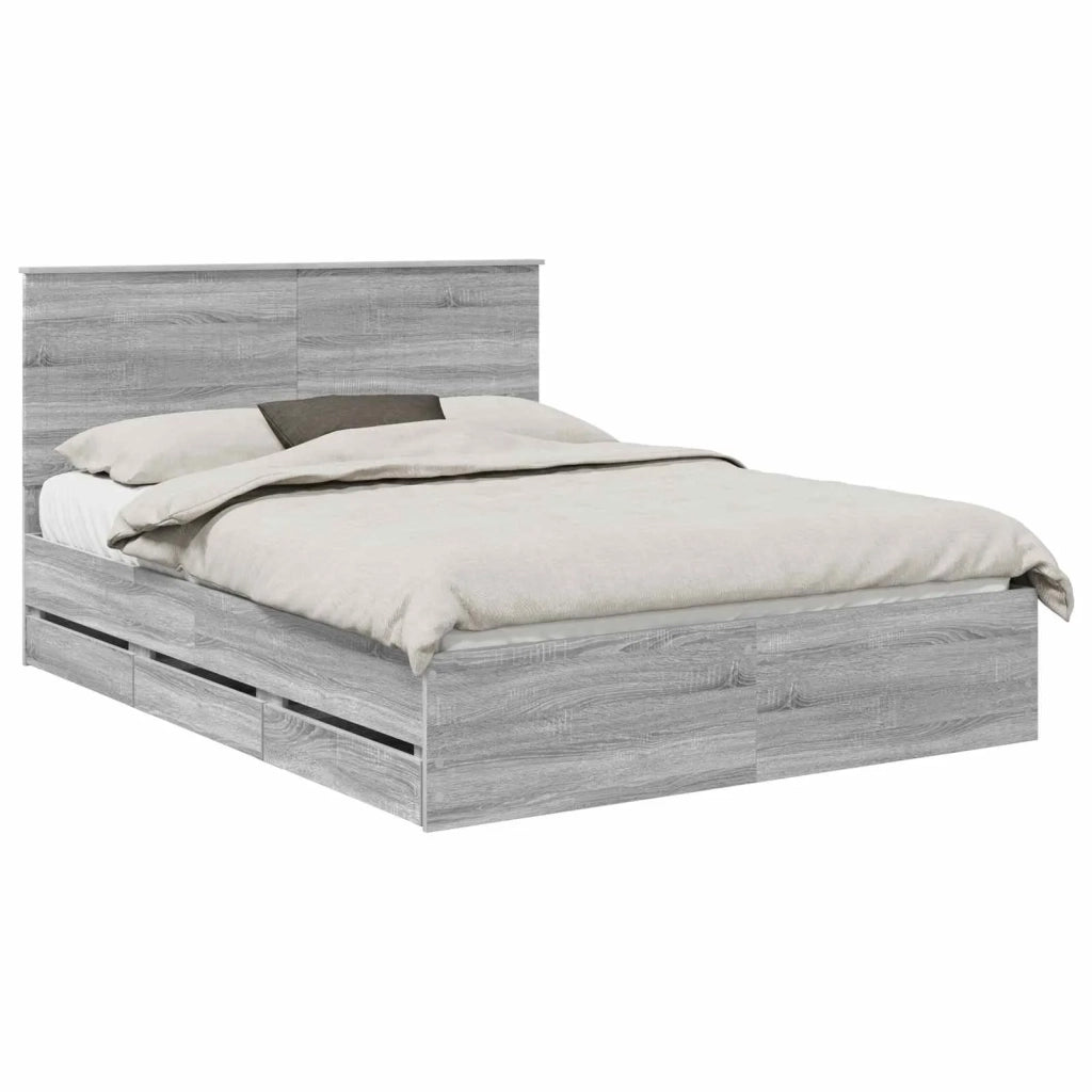 Struttura del letto con cassetto Grigio Sonoma 150 x 200 cm