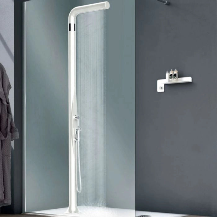 Doccia da esterno ed interno FUNNY YANG TOP LINE in polietilene, con doccetta mobile - Doccia Da Esterno Ed Interno Funny Yang Top Line In Polietilene, Con Doccetta Mobile Colore Perla Nera