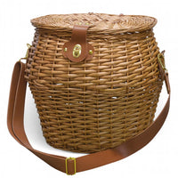 Cesto funghi ovale grande in vimini con coperchio e tracolla 37 x 25 x h 34 cm