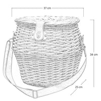 Cesto funghi ovale grande in vimini con coperchio e tracolla 37 x 25 x h 34 cm