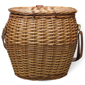 Cesto funghi ovale grande in vimini con coperchio e tracolla 37 x 25 x h 34 cm