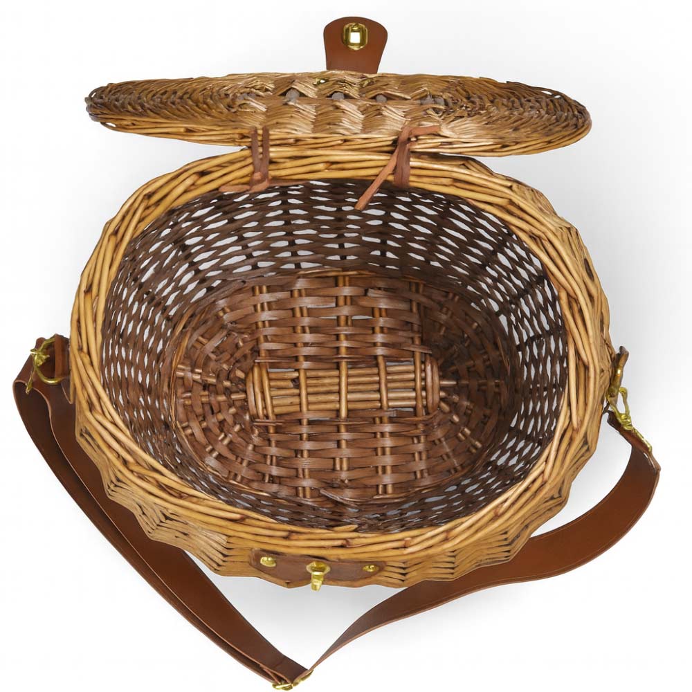 Cesto funghi ovale grande in vimini con coperchio e tracolla 37 x 25 x h 34 cm