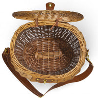 Cesto funghi ovale grande in vimini con coperchio e tracolla 37 x 25 x h 34 cm