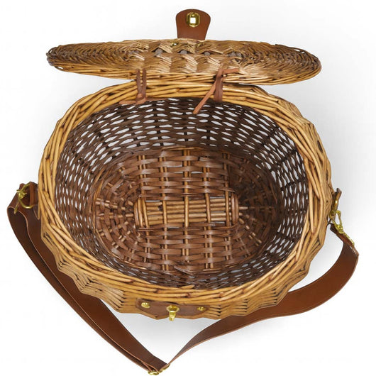 Cesto funghi ovale grande in vimini con coperchio e tracolla 37 x 25 x h 34 cm