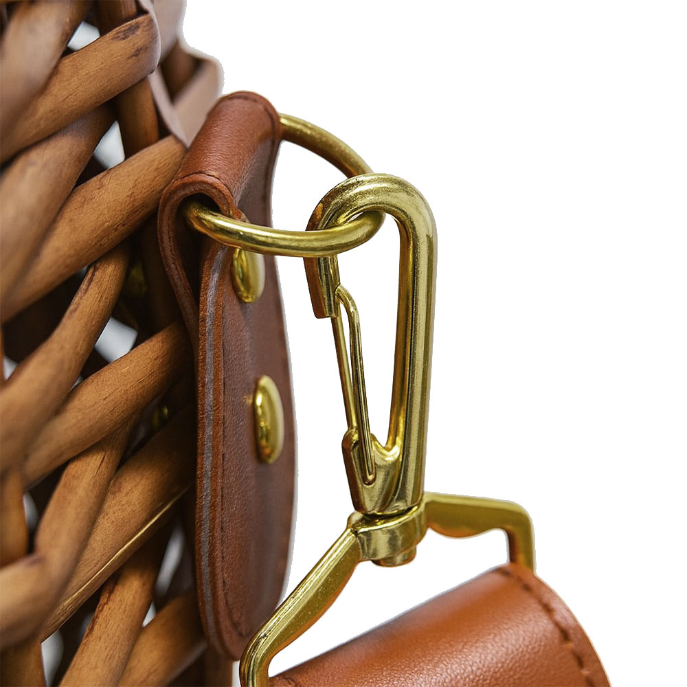 Cesto funghi ovale grande in vimini con coperchio e tracolla 37 x 25 x h 34 cm