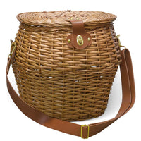 Cesto funghi ovale grande in vimini con coperchio e tracolla 37 x 25 x h 34 cm