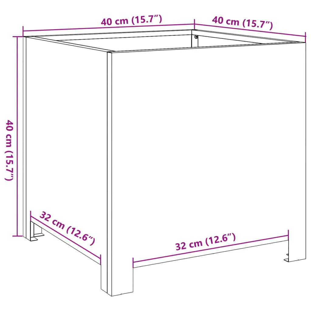 Fioriera rialzata per piante fiori terrazza giardino 40 x 40 x 40 cm acciaio bianco 02_0037539