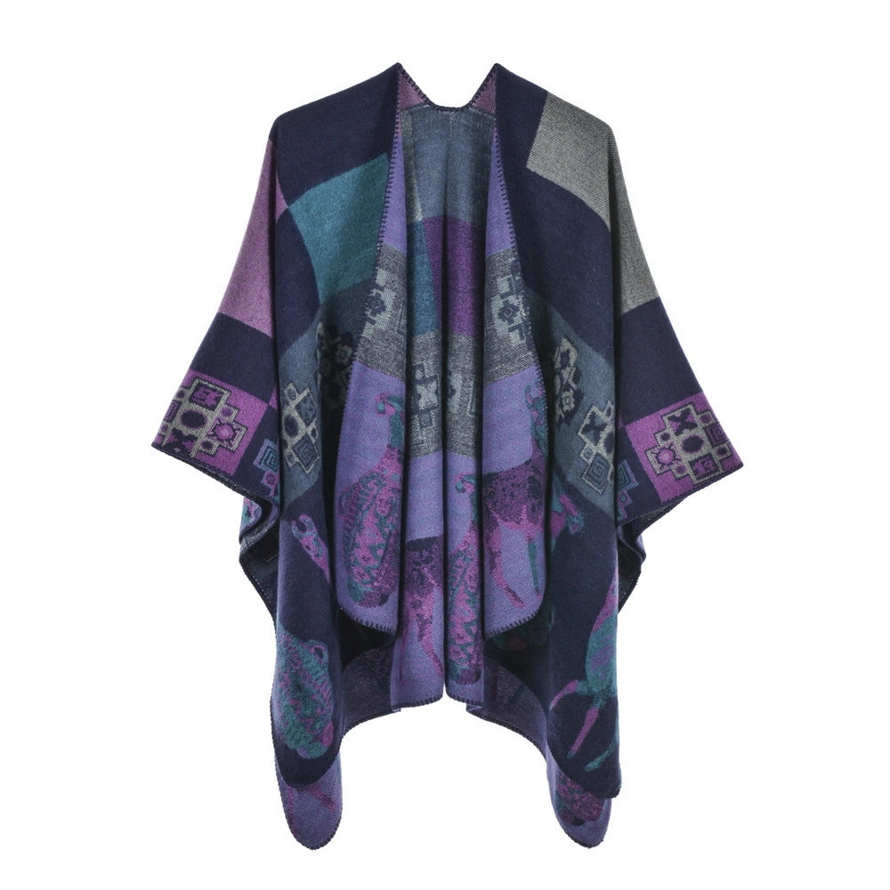 Sciarpa-mantella da donna, spessa ed extra large con spacchi, perfetta per l'autunno e l'inverno.