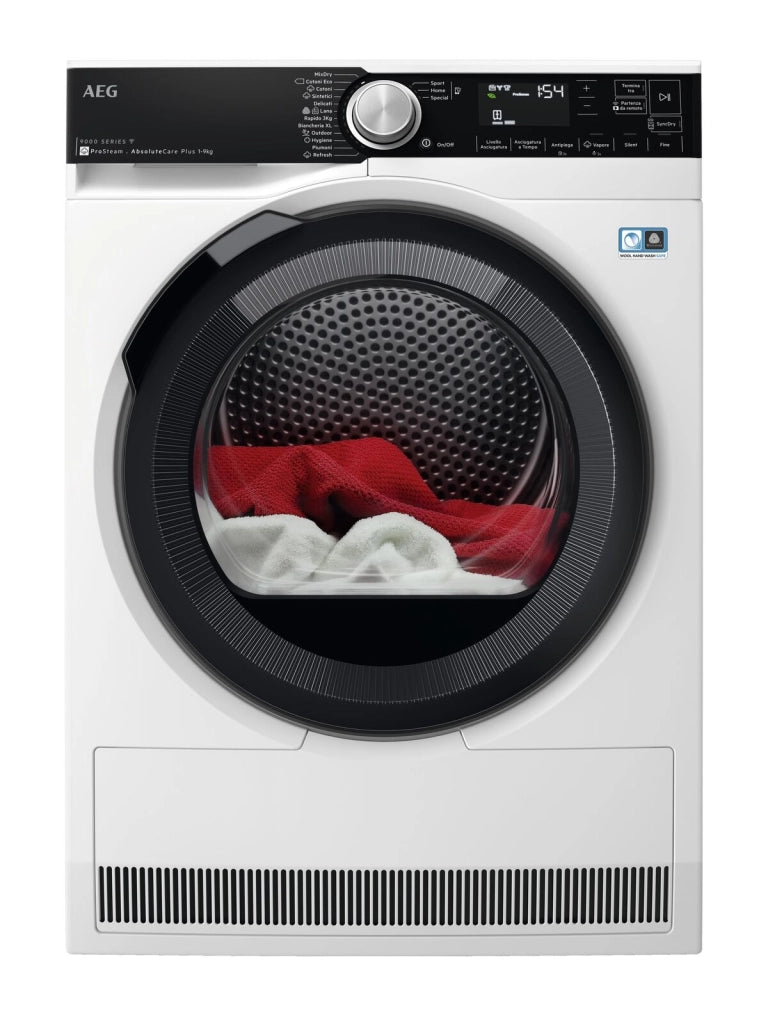 AEG TR9T94ABYS Serie 9000 Asciugatrice Pompa di Calore 9 Kg Classe C AbsoluteCare ProSteam 3D Scan Wi-Fi (85x59,6x63,8 cm) colore Bianco