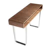 Consolle rettangolare in noce e acciaio cromato