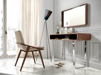 Consolle rettangolare in noce e acciaio cromato