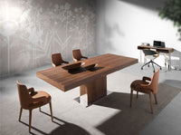 Consolle rettangolare in noce e acciaio cromato