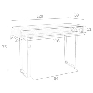 Consolle rettangolare in noce e acciaio cromato