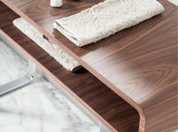 Consolle rettangolare in noce e acciaio cromato