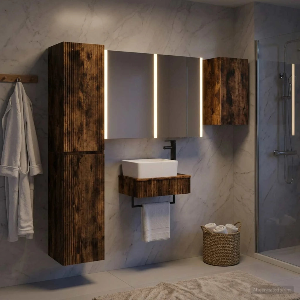 Set di mobili per il bagno 5 pcs Rovere Fumo 3407283