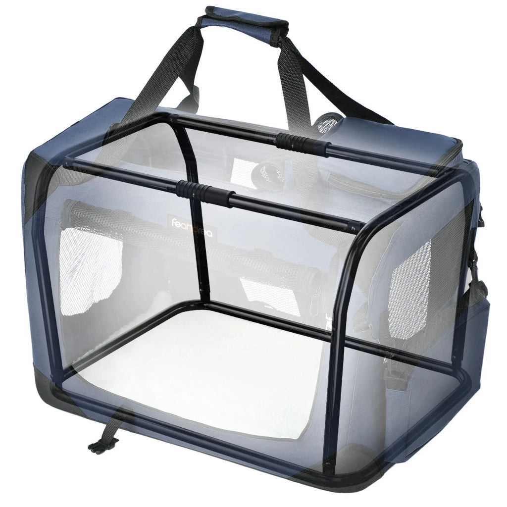 Borsa pieghevole per il trasporto del cane 81 x 58 x 58 cm blu scuro 12_0001244