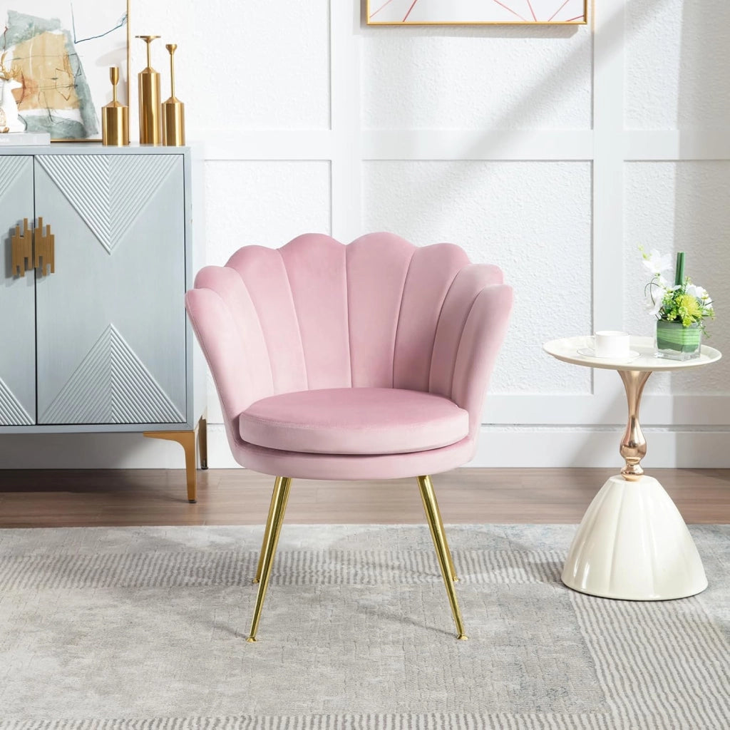 Poltrona Relax a Forma di Petalo, Poltrona Reclinabile per Camera da Letto, Salotto, con Gambe in Metallo, Portata 150 kg, Rosa