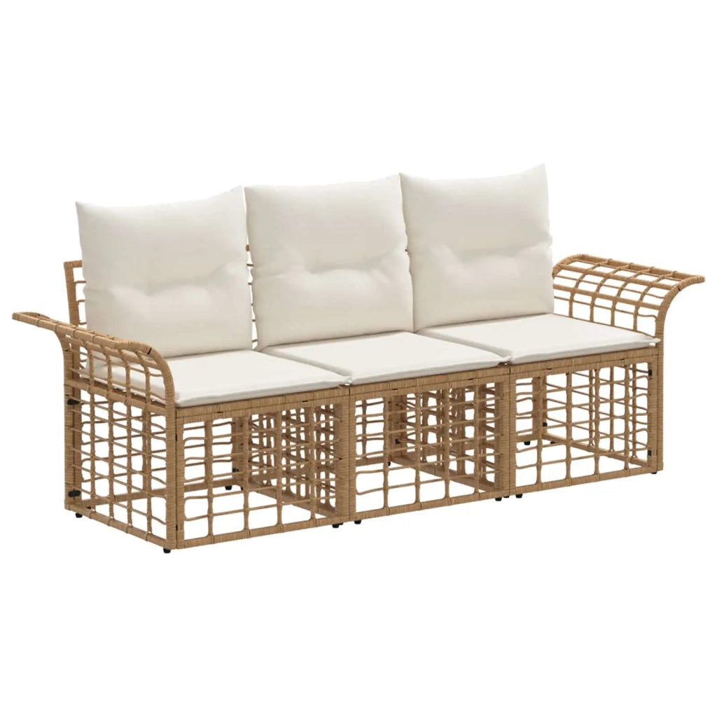 Set di divani da esterno 3 pz | Set Salotto da Giardino Naturale e Bianco Crema