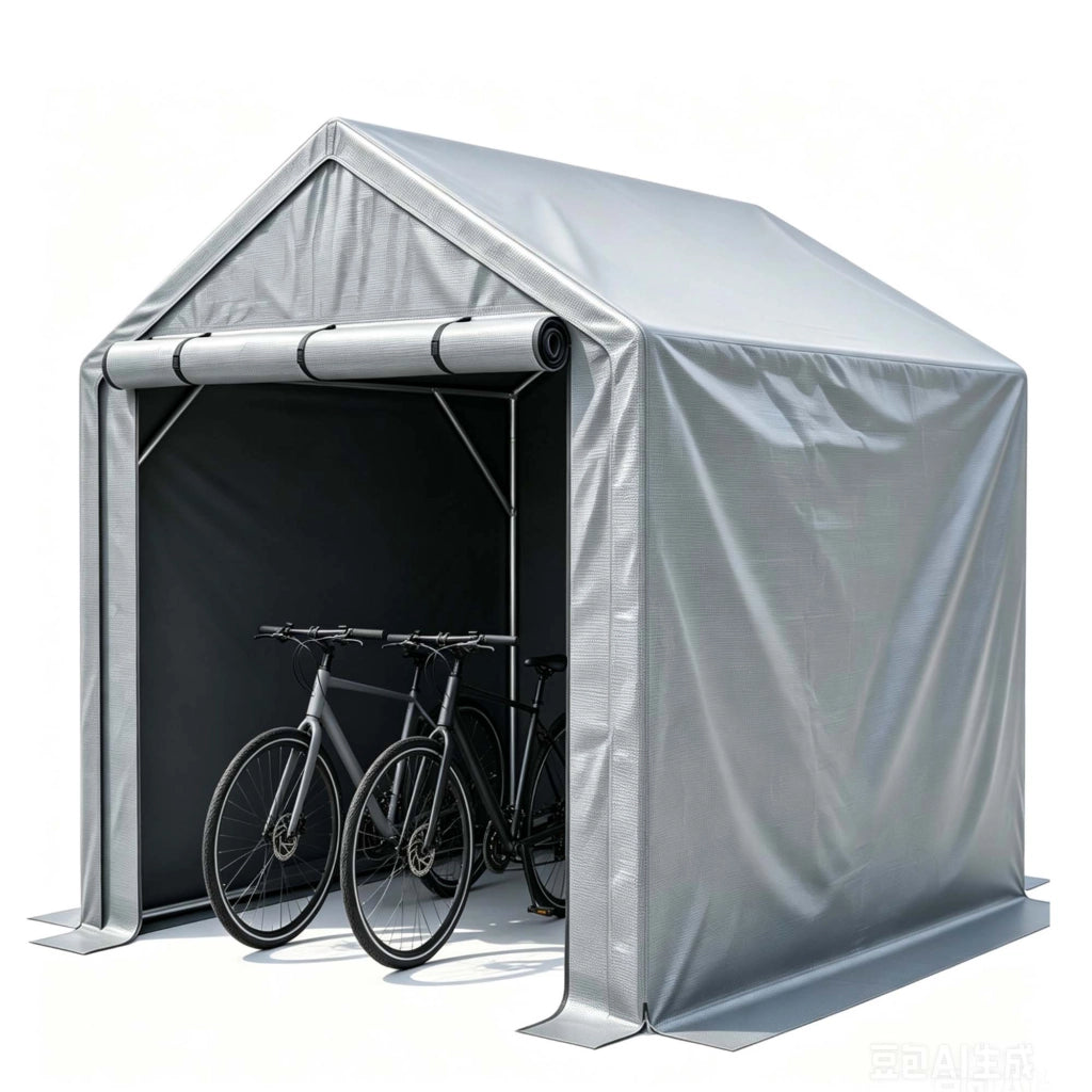 Garage Bici 190x170x200 cm Grigio Scuro con Telo Impermeabile, Telaio Zincato e Porta Avvolgibile