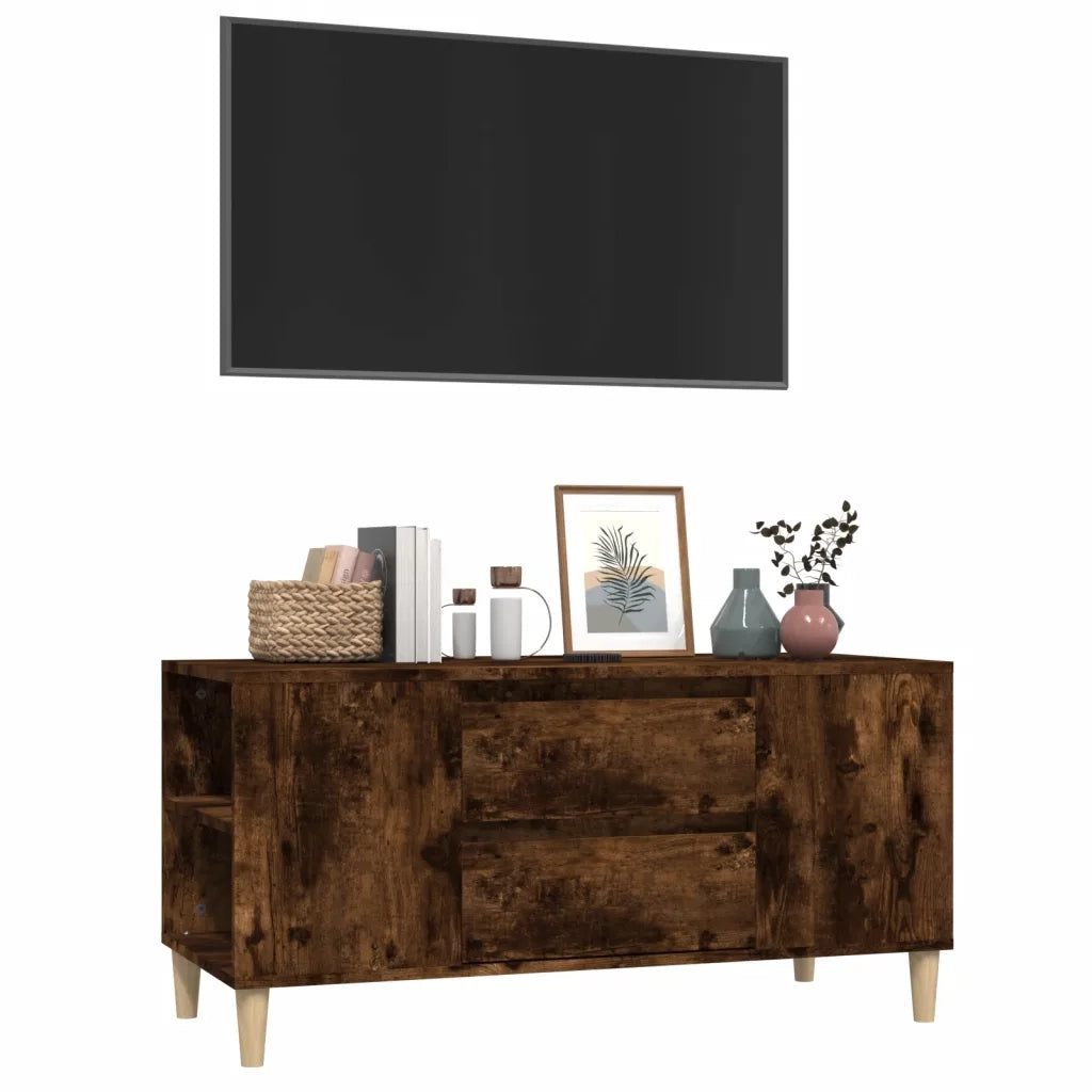 Mobile Porta TV Rovere Fumo 102x44,5x50 cm in Legno Multistrato 819601
