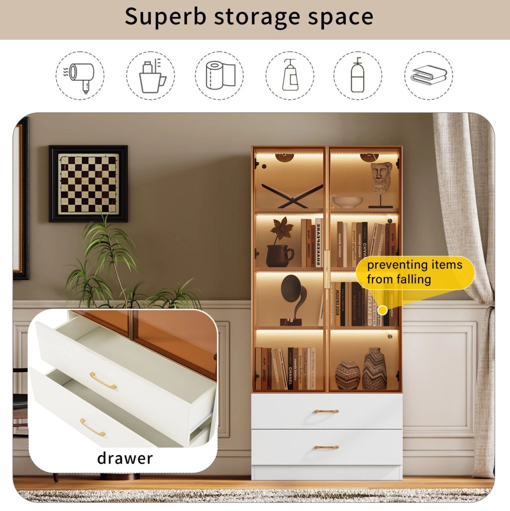 Mobile bagno alto con ante in vetro temperato; bianco; in MDF