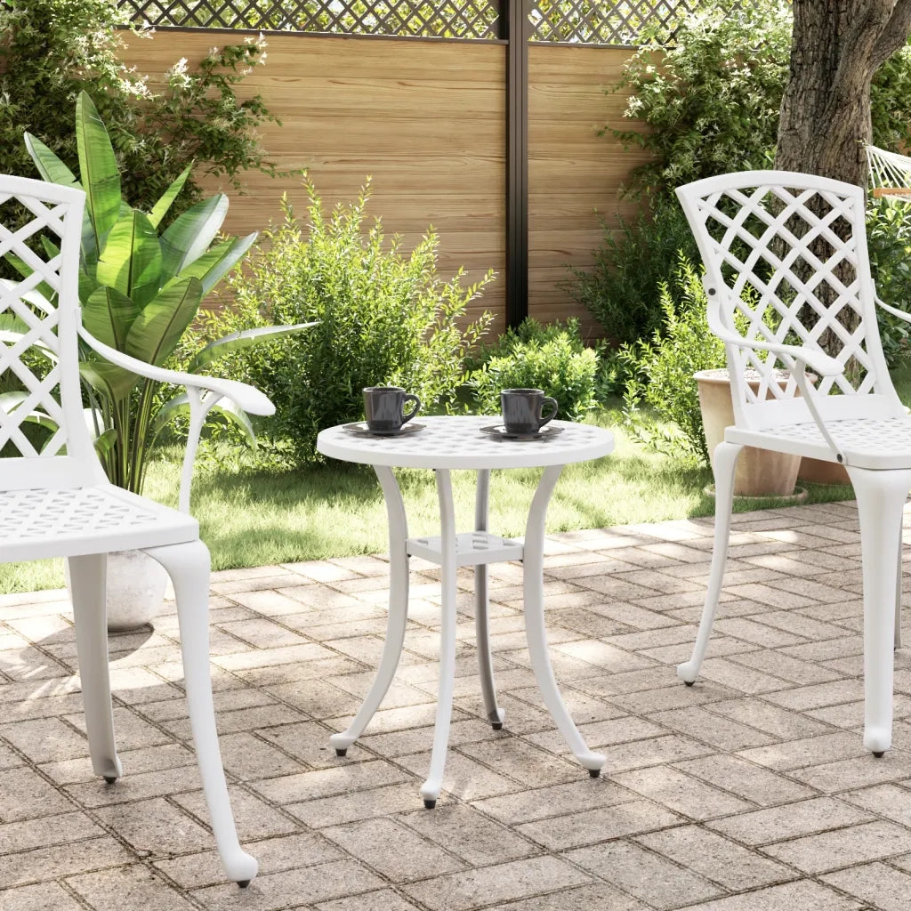 Tavolo da Giardino Bianco Ø48x53 cm in Alluminio Pressofuso 4002825