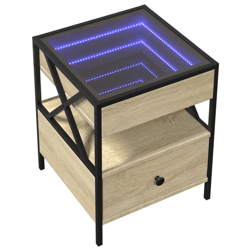 Tavolino da Salotto con LED Infinity Rovere Sonoma 40x40x51 cm 847718