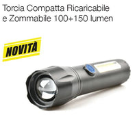 TORCIA COMPATTA ZOOMABILE 100LM + 150LM USB