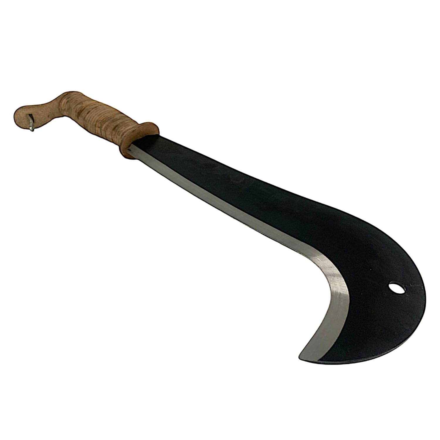 Roncola 30 cm Manico in Cuoio, Coltello da Canna Falcetto Lama Affilata con Gancio e Protezione, Utensile Agricolo e da Giardinaggio per la cura di piante, alberi e raccolti Tipo "Bergamo"