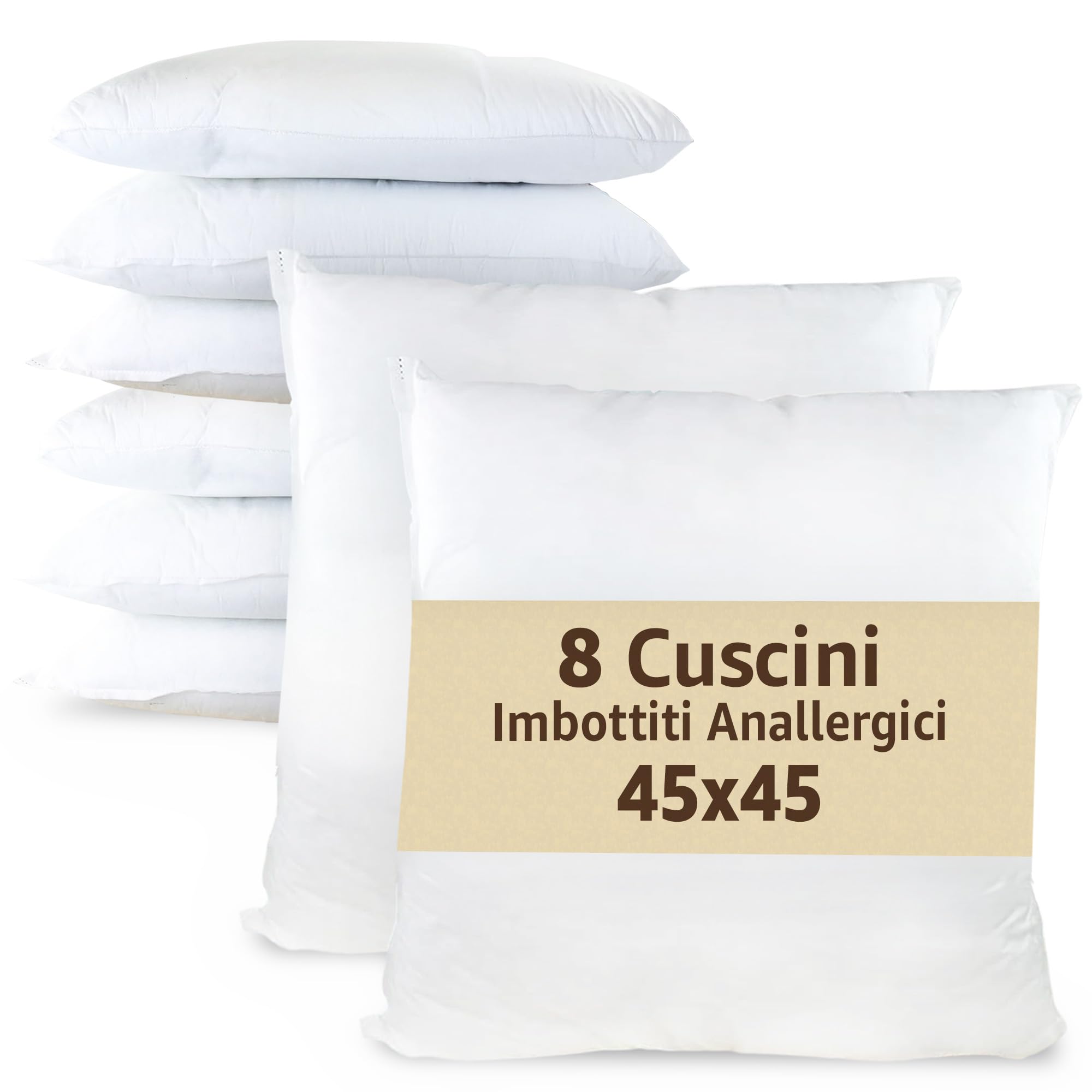 SONIT - Cuscini per Divano e Camera da Letto 45x45 con Imbottitura - Cuscini Da Divano Anallergici - Set Decorativo per Salotto, Giardino e Ufficio Pacco da: 8