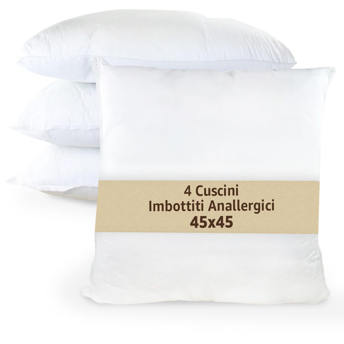 SONIT - Cuscini per Divano e Camera da Letto 45x45 con Imbottitura - Cuscini Da Divano Anallergici - Set Decorativo per Salotto, Giardino e Ufficio Pacco da: 4