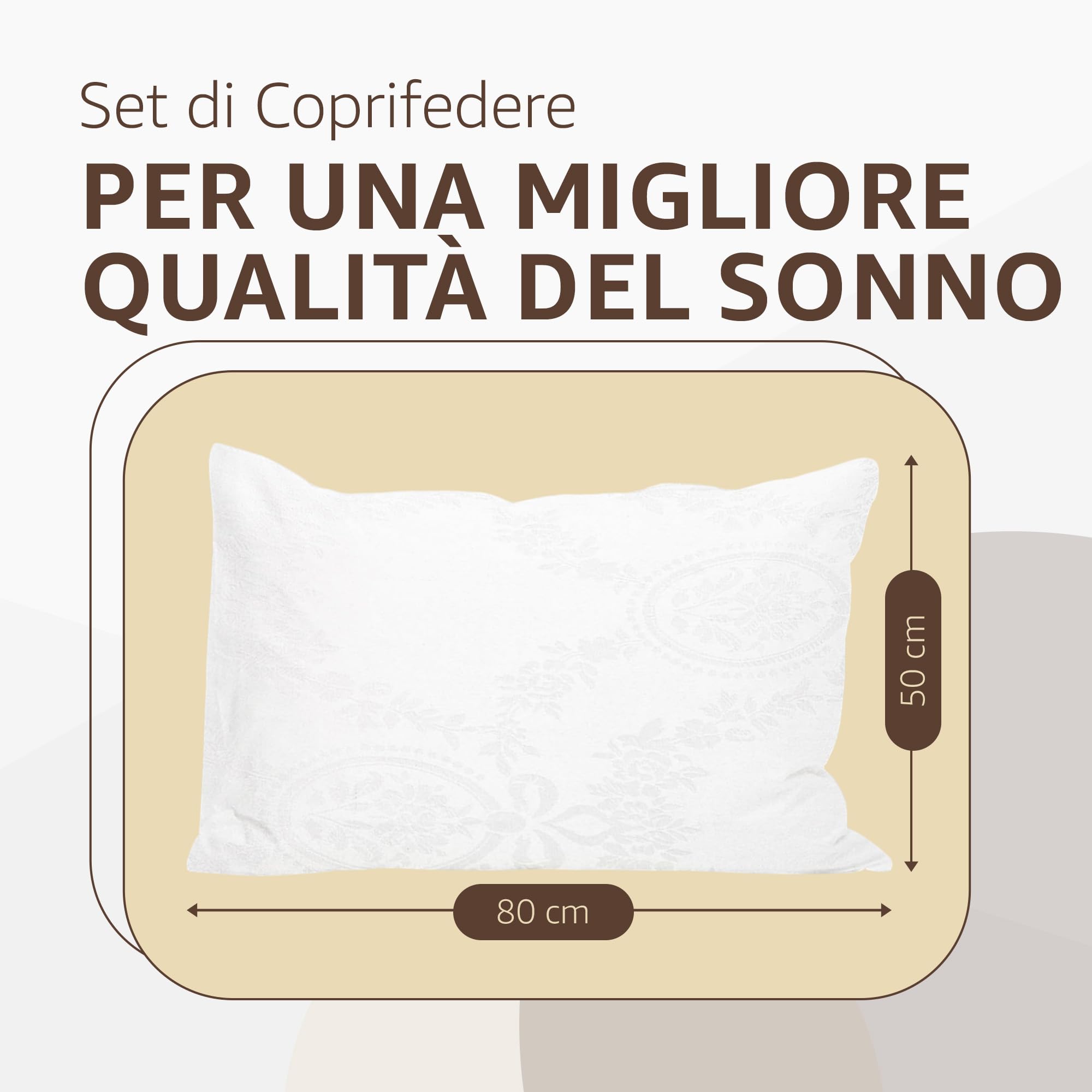 Federe Copricuscino Letto con Cerniera e Tessuto Damascato Pacco da: 8