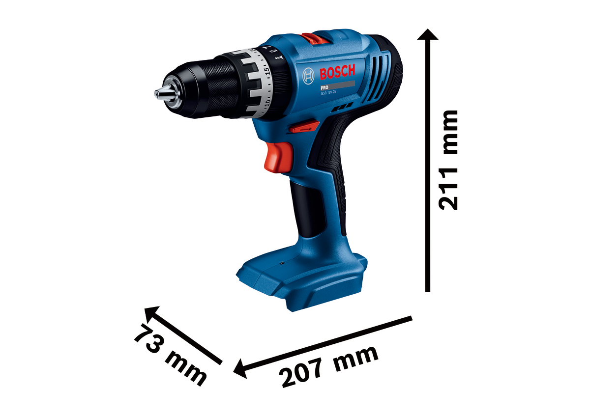 Bosch GSB 18V-25 – Trapano Avvitatore a Percussione 18V Solo Corpo Macchina 10mm