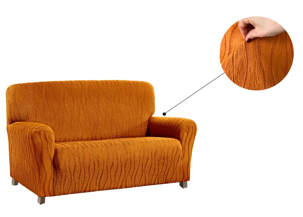 Copridivano Sofà Poltrona Elasticizzato Protezione Macchie Modello Wonderful - 3 Posti - Arancione