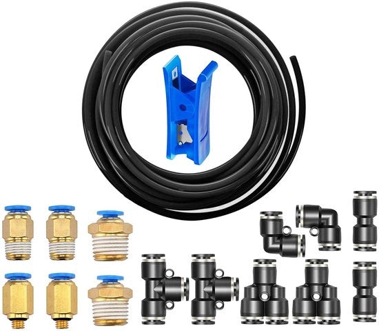 Slang pneumatico 10m - Slang per aria - 14 connessioni veloci - Alta flessibilità - Poliuretano - 4mm/2,5mm (D/O)