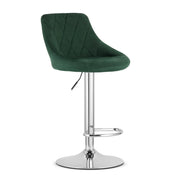 Sgabello girevole Valora DAKA in velluto verde con base cromata