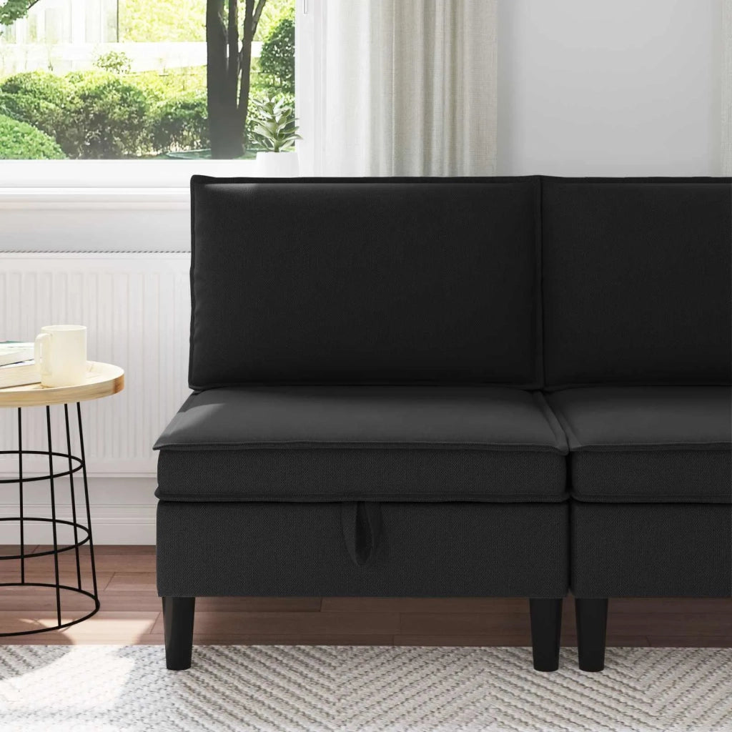 Divano Medio con Storage Nero Velluto 42027121