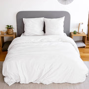 Set biancheria da letto in microfibra lavata bianca, 2 posti