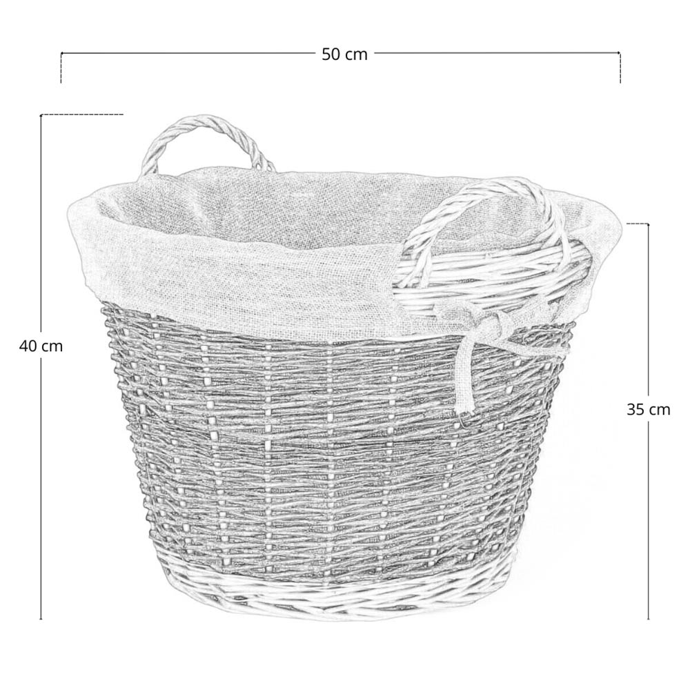 Cesta rotonda portalegna espositore in legno di corteccia con fodera in juta