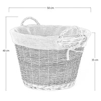 Cesta rotonda portalegna espositore in legno di corteccia con fodera in juta