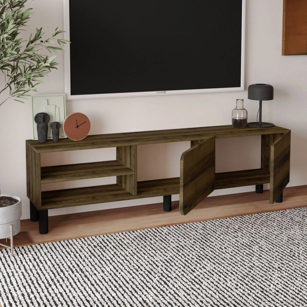 Porta TV in legno "River" - 150 x 31,4 x 48,2 cm - Noce antico